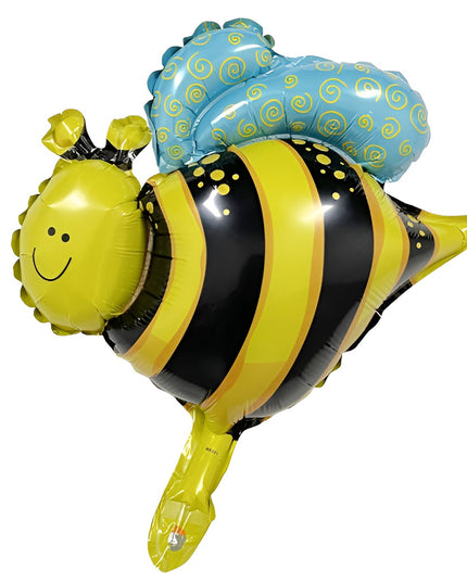 Balon din Folie Metalizata, Mini Figurine, Model Albinuță,Ambalaj Individual, Pai Inclus, Umflare cu Aer sau Heliu