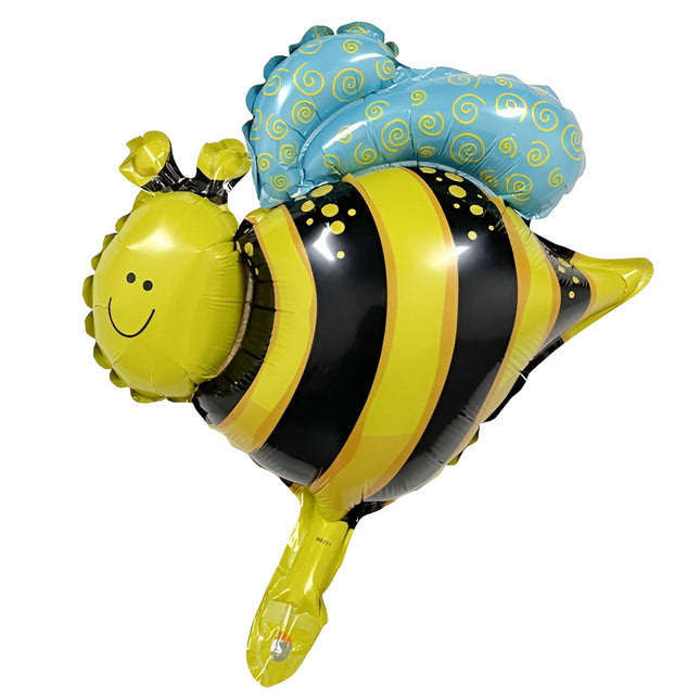 Balon din Folie Metalizata, Mini Figurine, Model Albinuță,Ambalaj Individual, Pai Inclus, Umflare cu Aer sau Heliu