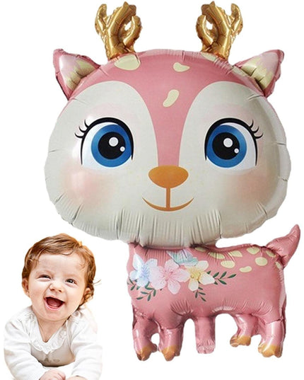 Balon din Folie Metalizata, Mini Figurine, Model Cerb, Tematica Aniversare,Ambalaj Individual, Pai Inclus, Umflare cu Aer sau Heliu