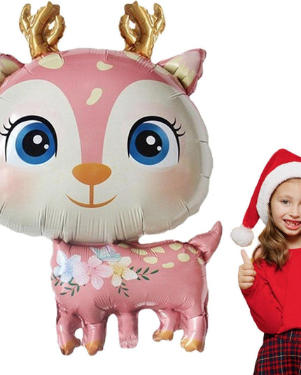 Balon din Folie Metalizata, Mini Figurine, Model Cerb, Tematica Aniversare,Ambalaj Individual, Pai Inclus, Umflare cu Aer sau Heliu