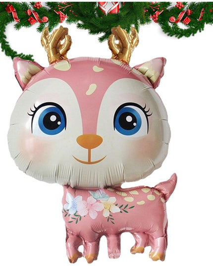 Balon din Folie Metalizata, Mini Figurine, Model Cerb, Tematica Aniversare,Ambalaj Individual, Pai Inclus, Umflare cu Aer sau Heliu