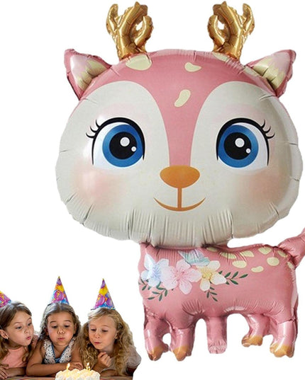 Balon din Folie Metalizata, Mini Figurine, Model Cerb, Tematica Aniversare,Ambalaj Individual, Pai Inclus, Umflare cu Aer sau Heliu