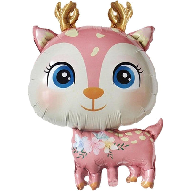 Balon din Folie Metalizata, Mini Figurine, Model Cerb, Tematica Aniversare, 49x74.5 cm, Ambalaj Individual, Pai Inclus, Umflare cu Aer sau Heliu