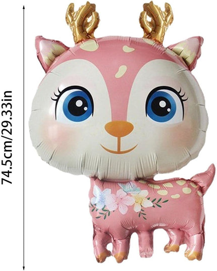 Balon din Folie Metalizata, Mini Figurine, Model Cerb, Tematica Aniversare,Ambalaj Individual, Pai Inclus, Umflare cu Aer sau Heliu