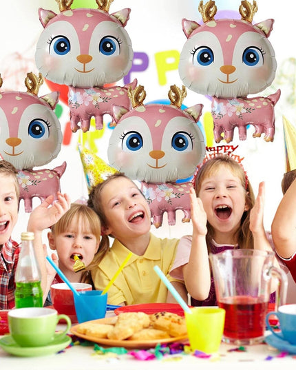 Balon din Folie Metalizata, Mini Figurine, Model Cerb, Tematica Aniversare,Ambalaj Individual, Pai Inclus, Umflare cu Aer sau Heliu