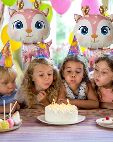 Balon din Folie Metalizata, Mini Figurine, Model Cerb, Tematica Aniversare,Ambalaj Individual, Pai Inclus, Umflare cu Aer sau Heliu