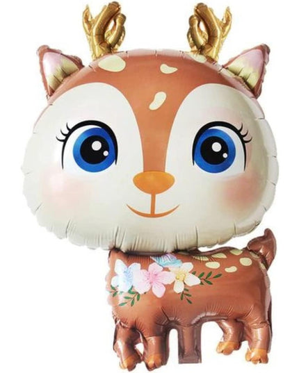 Balon din Folie Metalizata, Mini Figurine, Model Cerb, Tematica Aniversare, 49x74.5 cm, Ambalaj Individual, Pai Inclus, Umflare cu Aer sau Heliu