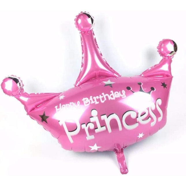 Balon din Folie Metalizata, Mini Figurine, Model Coroana de Printesa, Tematica Aniversare,Ambalaj Individual, Pai Inclus, Umflare cu Aer sau Heliu