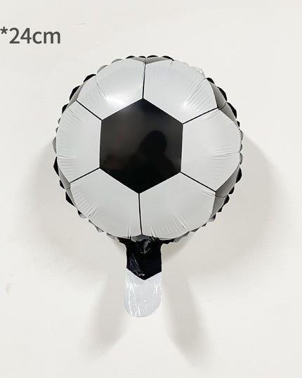 Balon din Folie Metalizata, Mini Figurine, Model Minge de Fotbal, Tematica Aniversare,Ambalaj Individual, Pai Inclus, Umflare cu Aer sau Heliu