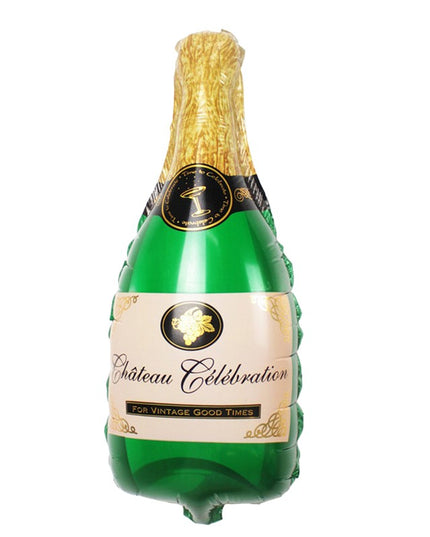 Balon din Folie Metalizata, Mini Figurine, Model Sticla de Sampanie,Ambalaj Individual, Pai Inclus, Umflare cu Aer sau Heliu