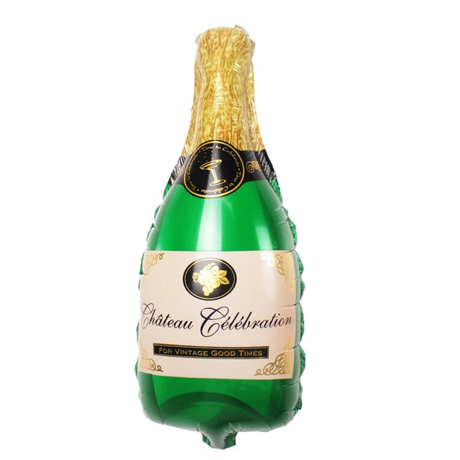 Balon din Folie Metalizata, Mini Figurine, Model Sticla de Sampanie,Ambalaj Individual, Pai Inclus, Umflare cu Aer sau Heliu