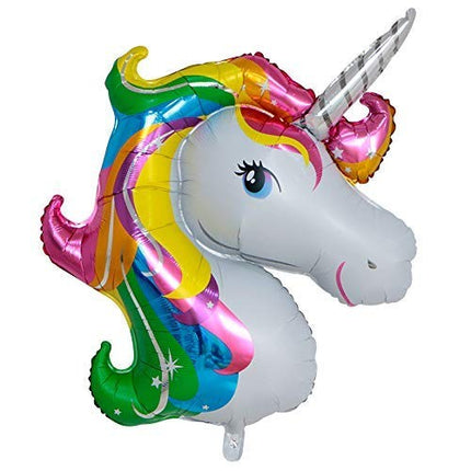 Balon din Folie Metalizata, Mini Figurine, Model Unicorn, Tematica Aniversare,Ambalaj Individual, Pai Inclus, Umflare cu Aer sau Heliu