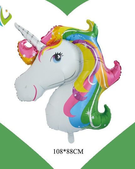 Balon din Folie Metalizata, Mini Figurine, Model Unicorn, Tematica Aniversare,Ambalaj Individual, Pai Inclus, Umflare cu Aer sau Heliu