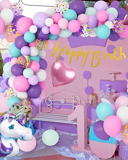 Balon din Folie Metalizata, Mini Figurine, Model Unicorn, Tematica Aniversare,Ambalaj Individual, Pai Inclus, Umflare cu Aer sau Heliu