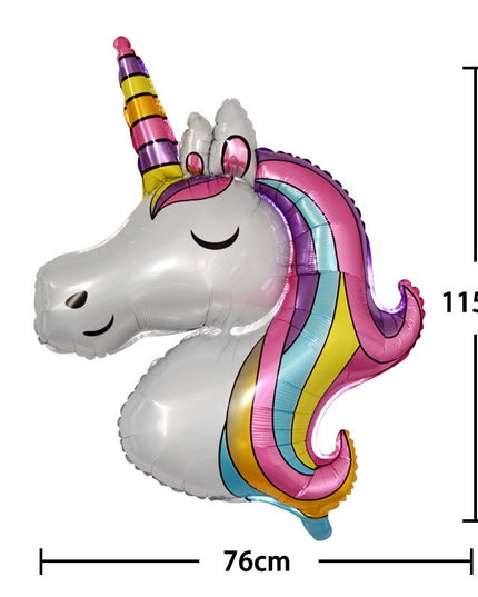 Balon din Folie Metalizata, Mini Figurine, Model Unicorn, Tematica Aniversare,Ambalaj Individual, Pai Inclus, Umflare cu Aer sau Heliu