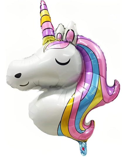 Balon din Folie Metalizata, Mini Figurine, Model Unicorn, Tematica Aniversare,Ambalaj Individual, Pai Inclus, Umflare cu Aer sau Heliu