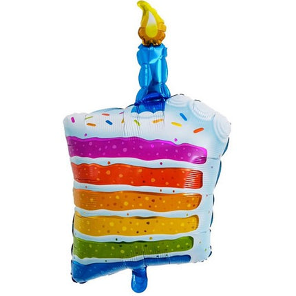 Balon din Folie Metalizata, Model Prajitura cu Lumanare,Baloane Party, Ambalaj Individual, Pai Inclus, Umflare cu Aer sau Heliu