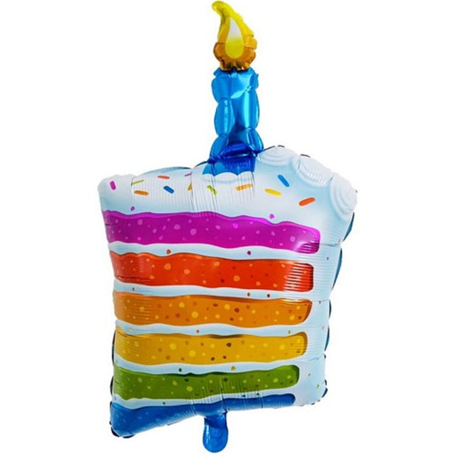 Balon din Folie Metalizata, Model Prajitura cu Lumanare,Baloane Party, Ambalaj Individual, Pai Inclus, Umflare cu Aer sau Heliu