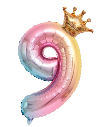 Balon din Folie Metalizata, Figurina Cifra Gradient, Tema Aniversare 80 cm, Ambalaj Individual, Pai inclus, Umflare cu Aer sau Heliu