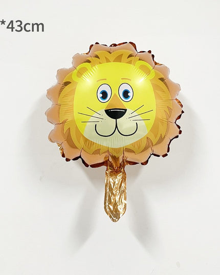 Balon din Folie Metalizata, Mini Figurine Animalute, Model Leu, Tematica Aniversare,Ambalaj Individual, Pai Inclus, Umflare cu Aer sau Heliu