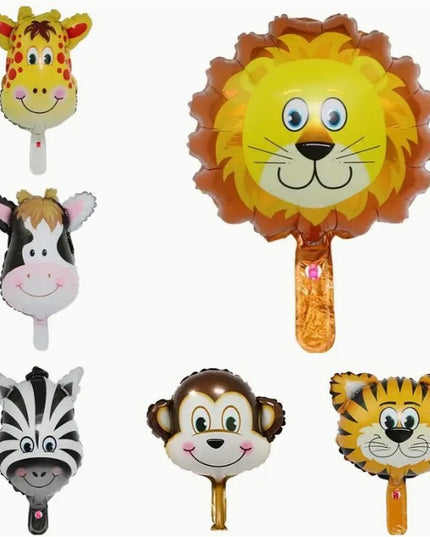 Balon din Folie Metalizata, Mini Figurine Animalute, Model Tigru, Tematica Aniversare,Ambalaj Individual, Pai Inclus, Umflare cu Aer sau Heliu