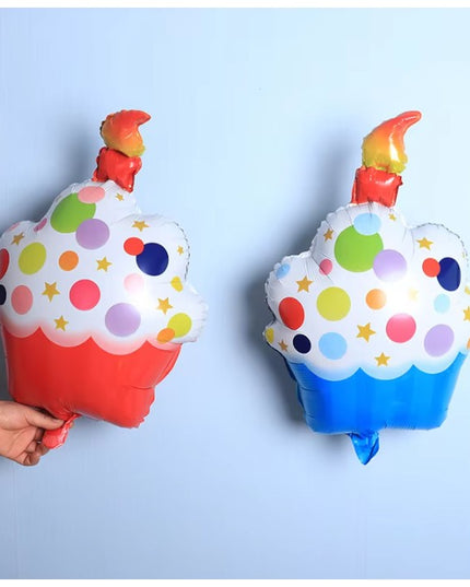 Balon din Folie Metalizata, Figurine Dulciuri, Model 1, Tematica Prajitura Aniversara,Ambalaj Individual, Pai Inclus, Umflare cu Aer sau Heliu