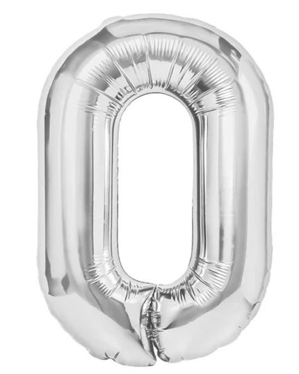 Balon din Folie Metalizata Figurina Cifra, Tema Aniversare 80 cm, Ambalaj Individual, Pai inclus, Umflare cu Aer sau Heliu,Cifra 0
