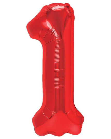 Balon din Folie Metalizata Figurina Cifra, Tema Aniversare 40 cm, Ambalaj Individual, Pai inclus, Umflare cu Aer sau Heliu,Cifra 1