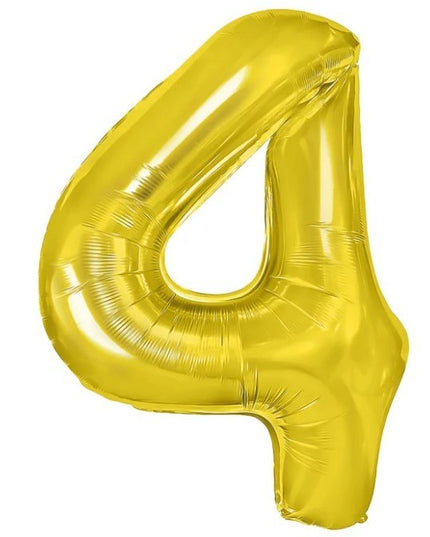 Balon din Folie Metalizata, Figurina Cifra, Tema Aniversare 80 cm, Ambalaj Individual, Pai inclus, Umflare cu Aer sau Heliu,Cifra 4