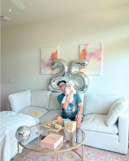 Balon din Folie Metalizata Figurina Cifra, Tema Aniversare 80 cm, Ambalaj Individual, Pai inclus, Umflare cu Aer sau Heliu,Cifra 5