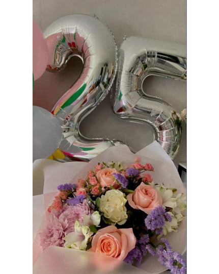 Balon din Folie Metalizata Figurina Cifra, Tema Aniversare 80 cm, Ambalaj Individual, Pai inclus, Umflare cu Aer sau Heliu,Cifra 5