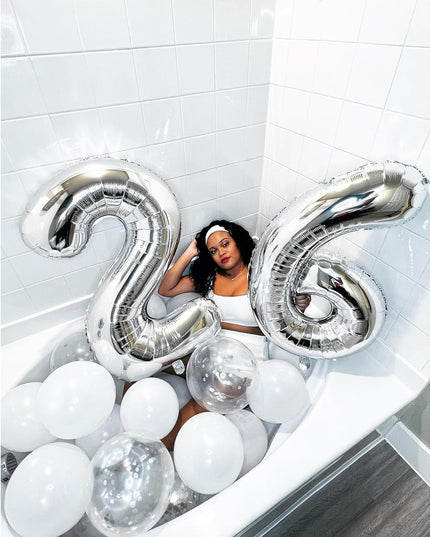 Balon din Folie Metalizata Figurina Cifra, Tema Aniversare 80 cm, Ambalaj Individual, Pai inclus, Umflare cu Aer sau Heliu,Cifra 6