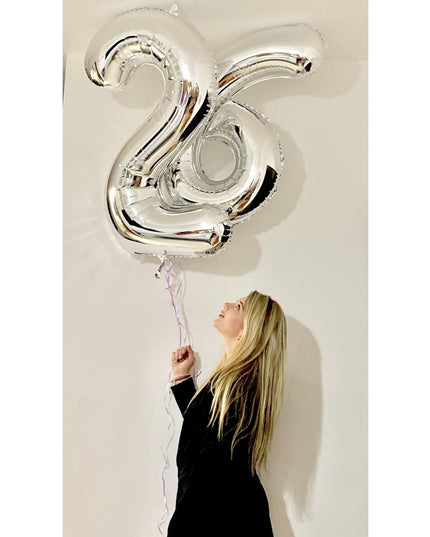 Balon din Folie Metalizata Figurina Cifra, Tema Aniversare 80 cm, Ambalaj Individual, Pai inclus, Umflare cu Aer sau Heliu,Cifra 6