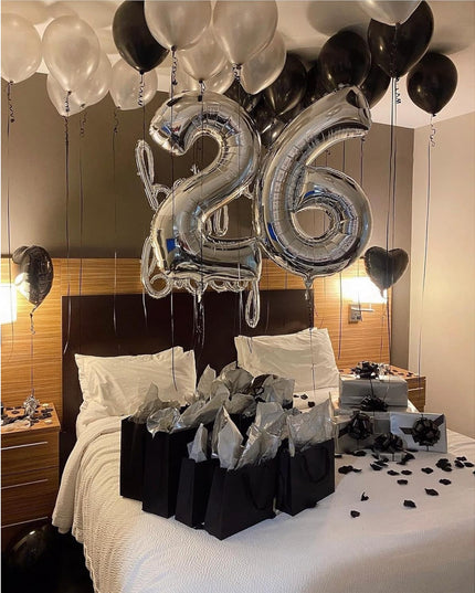 Balon din Folie Metalizata Figurina Cifra, Tema Aniversare 80 cm, Ambalaj Individual, Pai inclus, Umflare cu Aer sau Heliu,Cifra 6