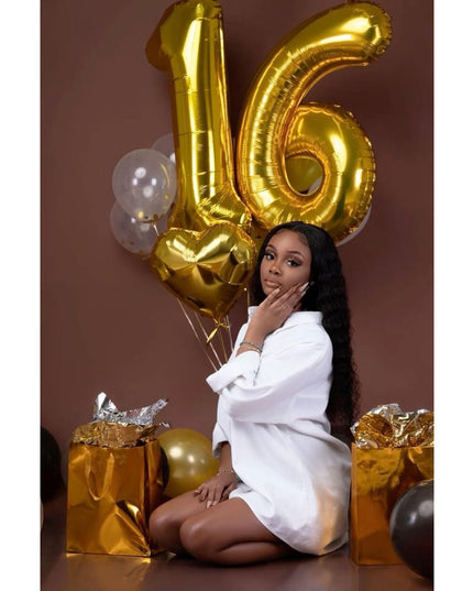 Balon din Folie Metalizata Figurina Cifra, Tema Aniversare 80 cm, Ambalaj Individual, Pai inclus, Umflare cu Aer sau Heliu,Cifra 6