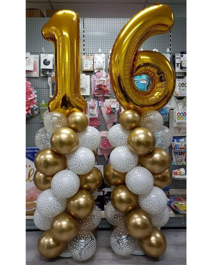 Balon din Folie Metalizata Figurina Cifra, Tema Aniversare 80 cm, Ambalaj Individual, Pai inclus, Umflare cu Aer sau Heliu,Cifra 6