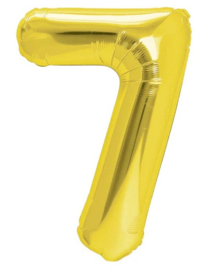 Balon din Folie Metalizata Figurina Cifra, Tema Aniversare 80 cm, Ambalaj Individual, Pai inclus, Umflare cu Aer sau Heliu,Cifra 7