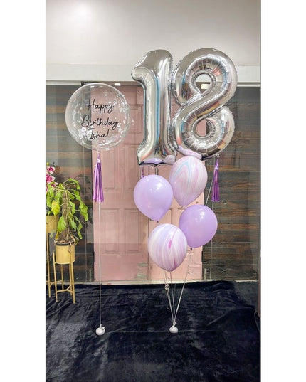 Balon din Folie Metalizata Figurina Cifra, Tema Aniversare 80 cm, Ambalaj Individual, Pai inclus, Umflare cu Aer sau Heliu,Cifra 8