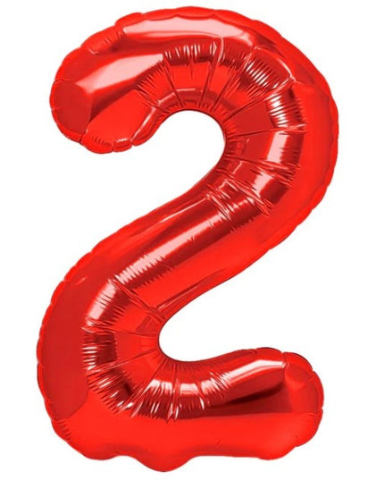 Balon din Folie Metalizata Figurina Cifra, Tema Aniversare 80 cm, Ambalaj Individual, Pai inclus, Umflare cu Aer sau Heliu,Cifra 2