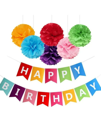 Banner Happy Birthday 100x200 cm, Dimensiune Stegulet 11.5x16.5 cm, Rola de Ata Inclusa