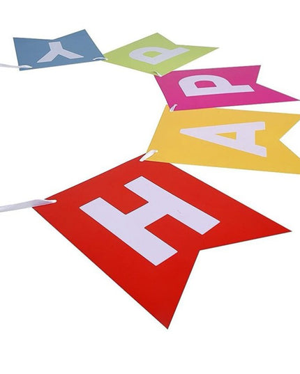 Banner Happy Birthday 100x200 cm, Dimensiune Stegulet 11.5x16.5 cm, Rola de Ata Inclusa