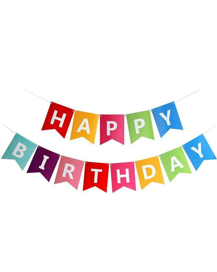 Banner Happy Birthday 100x200 cm, Dimensiune Stegulet 11.5x16.5 cm, Rola de Ata Inclusa