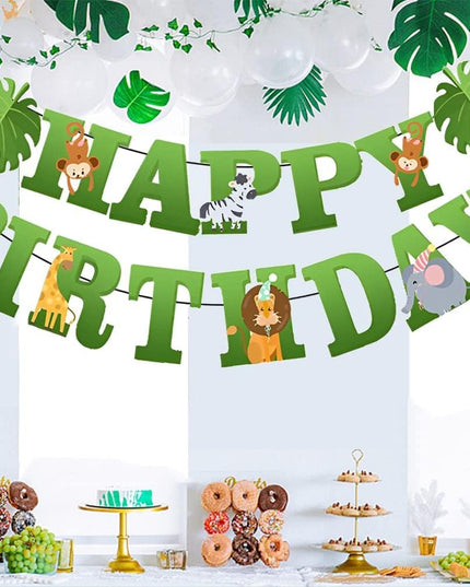 Banner Happy Birthday , Rola de Ata Inclusa, Tematica Jungle