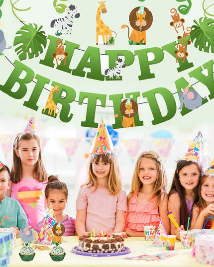 Banner Happy Birthday , Rola de Ata Inclusa, Tematica Jungle