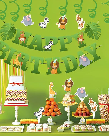 Banner Happy Birthday , Rola de Ata Inclusa, Tematica Jungle