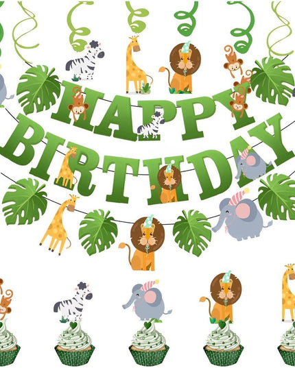 Banner Happy Birthday , Rola de Ata Inclusa, Tematica Jungle