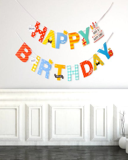 Banner Happy Birthday , Rola de Ata Inclusa, Tematica Aniversare