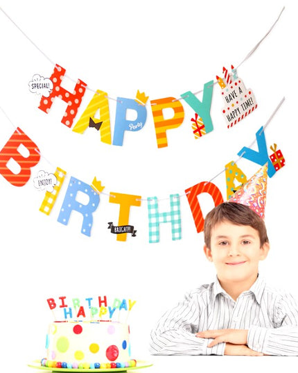 Banner Happy Birthday , Rola de Ata Inclusa, Tematica Aniversare