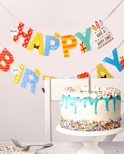 Banner Happy Birthday , Rola de Ata Inclusa, Tematica Aniversare