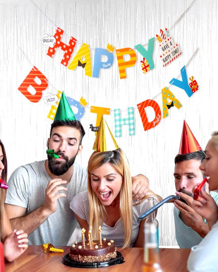 Banner Happy Birthday , Rola de Ata Inclusa, Tematica Aniversare